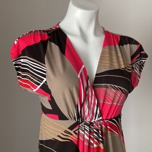 WORTHINGTON V-neck Abstract Geometric  Multicolor Blouse Size LP